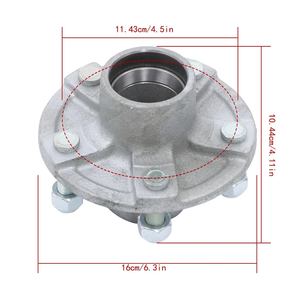 Set of 5 Galvanized Trailer Hubs for 2" Axles