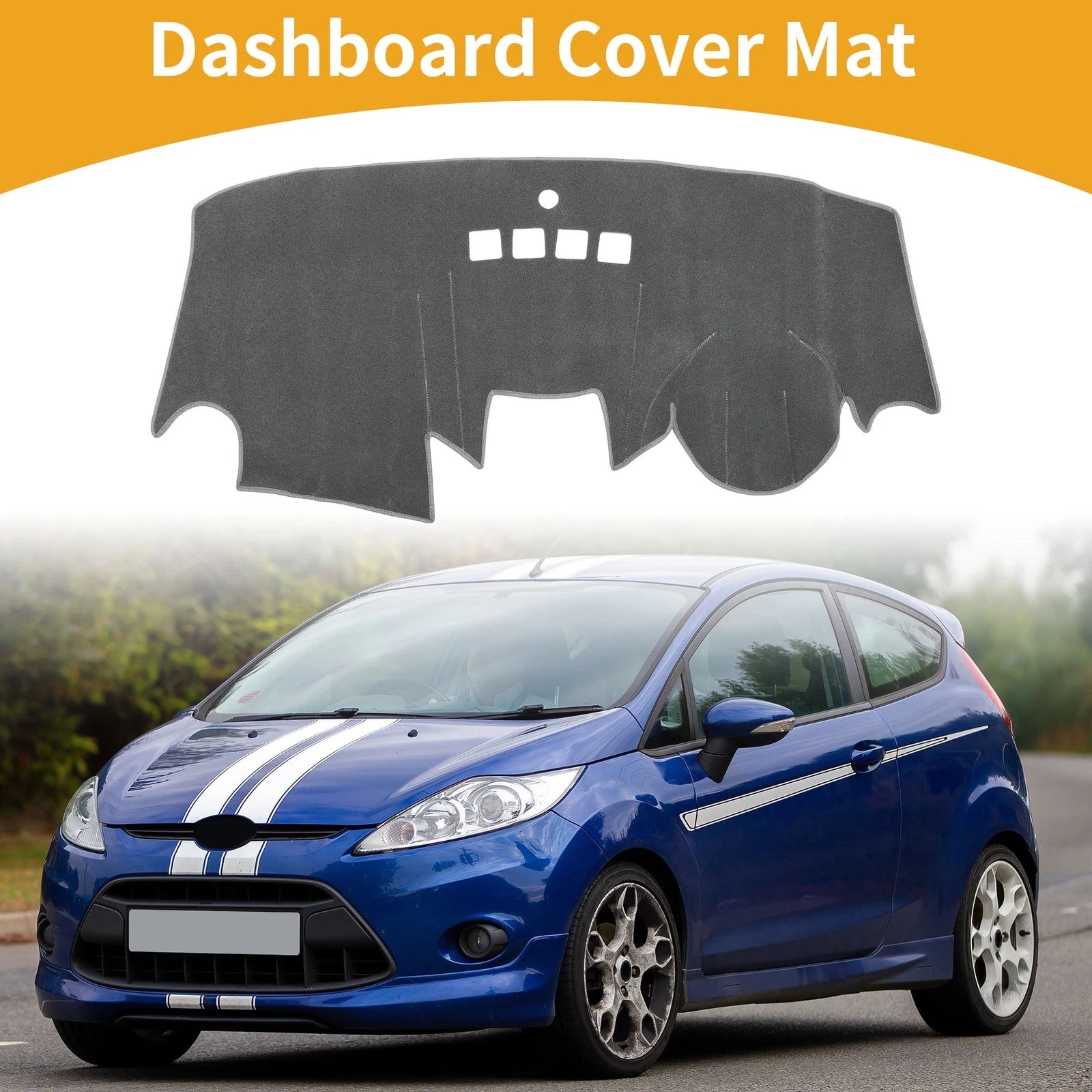 Dashboard Cover Mat for Ford Fiesta MK7 (2009–2017) Gray 1 Pc