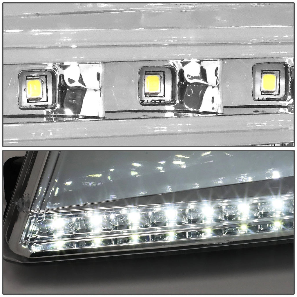 Set of 2 Chrome Housing Amber Side LED DRL Headlights for Ford F150 (2004–2008)