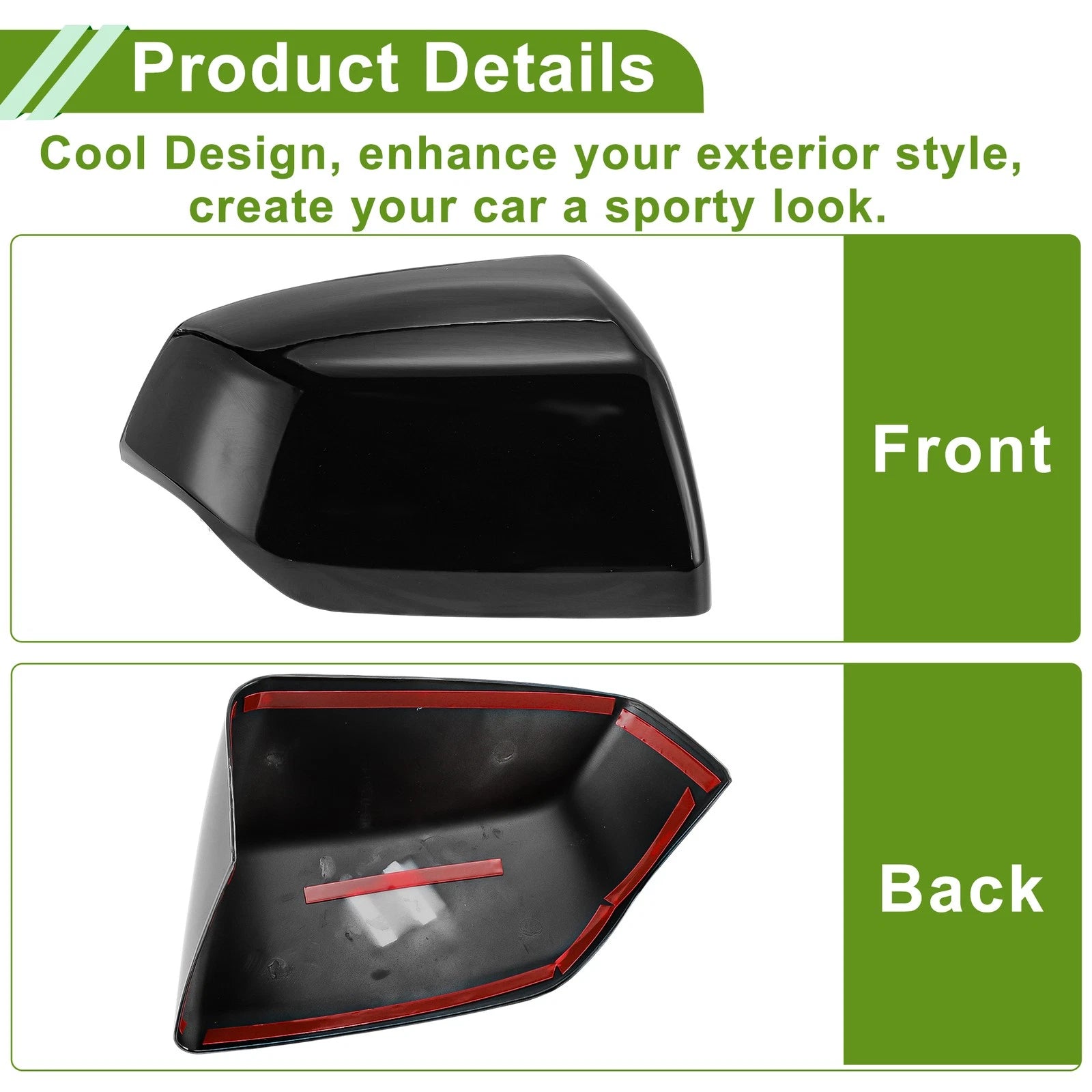 1 Pair Mirror Cover Cap for Cadillac Escalade (2021–2025) Gloss Black