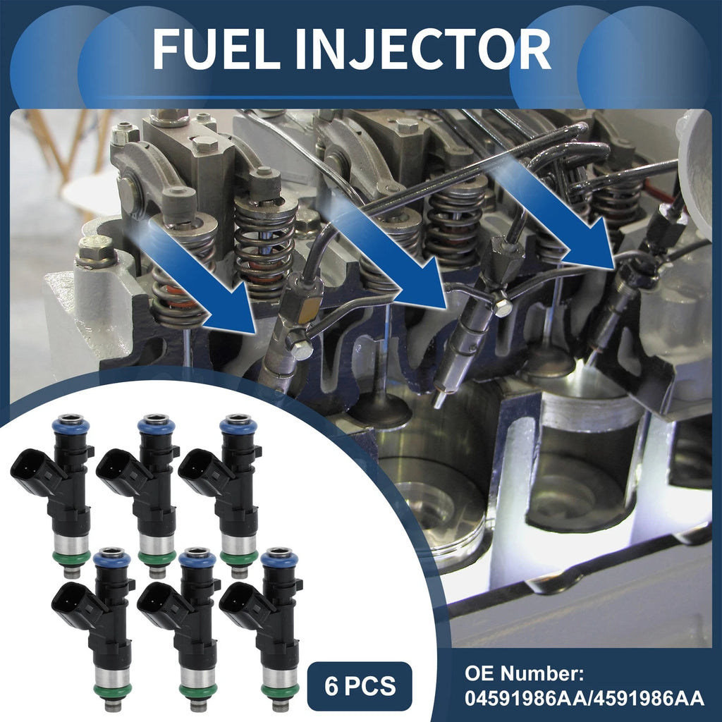 Set of 6 Fuel Injectors for Dodge Avenger R/T (2008–2010) No.04591986AA