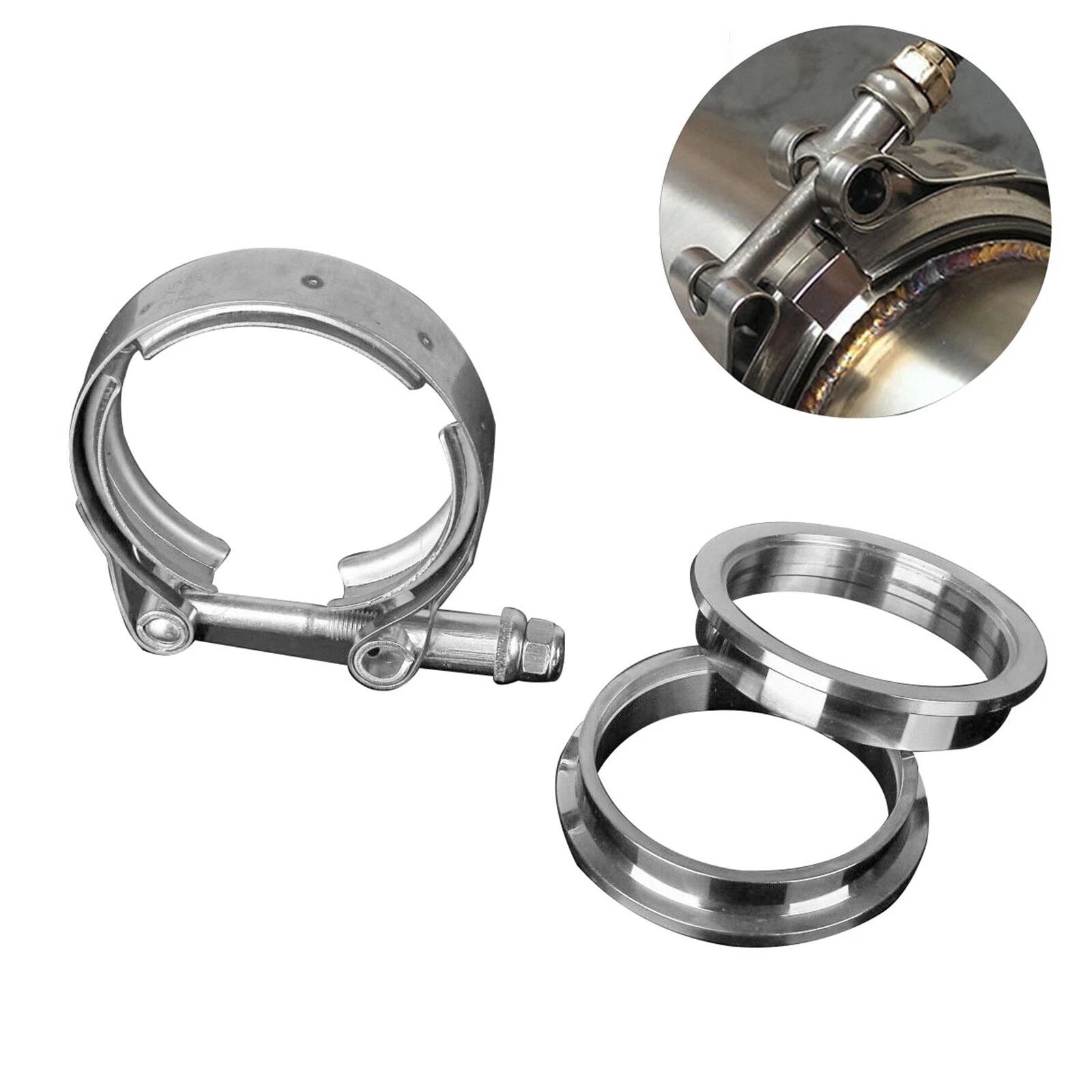 4" V-band Clamp for Exhaust Pipe (Stainless Steel, Male-Female)