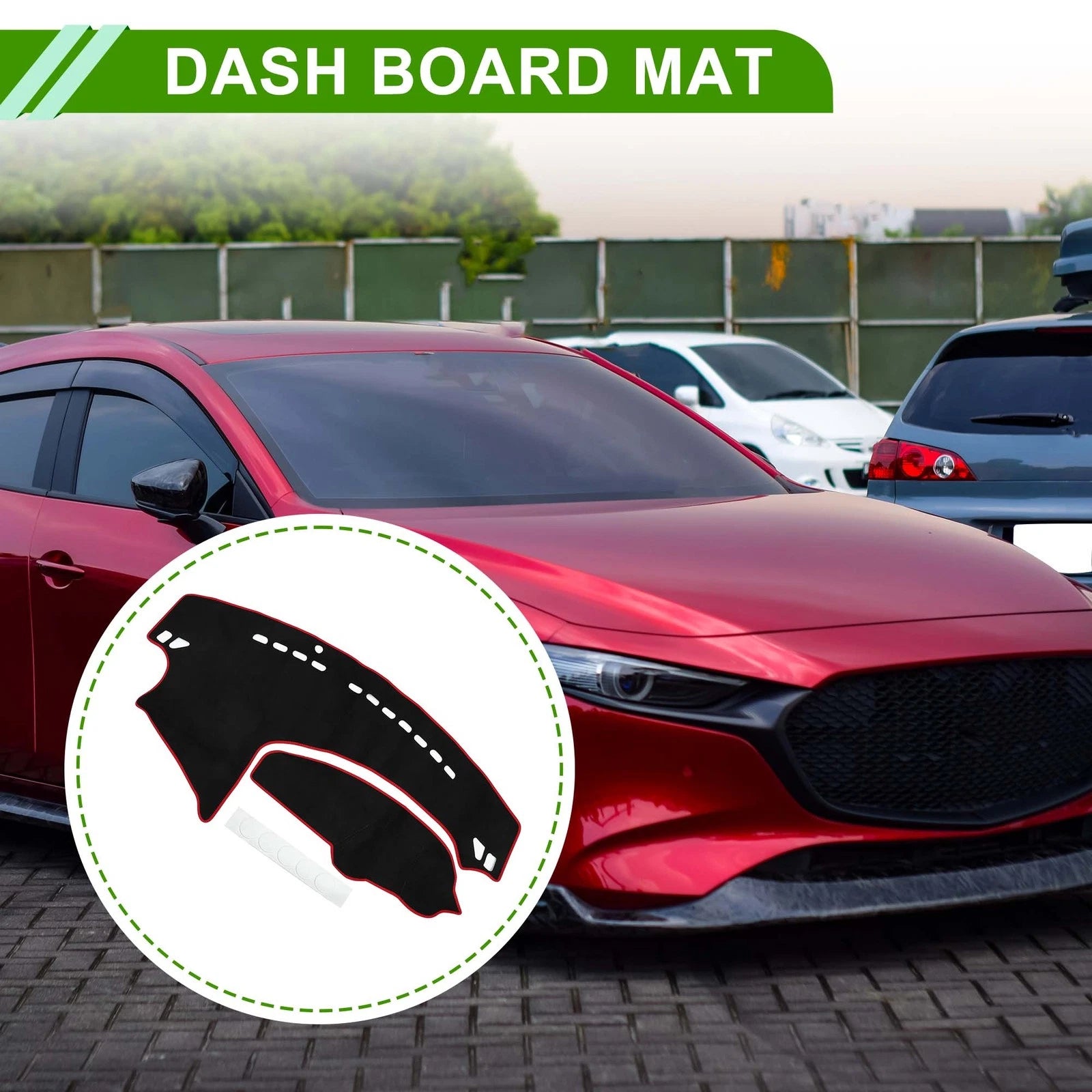 Dashboard Cover Mat for Mazda Axela (2009–2013) Black Red