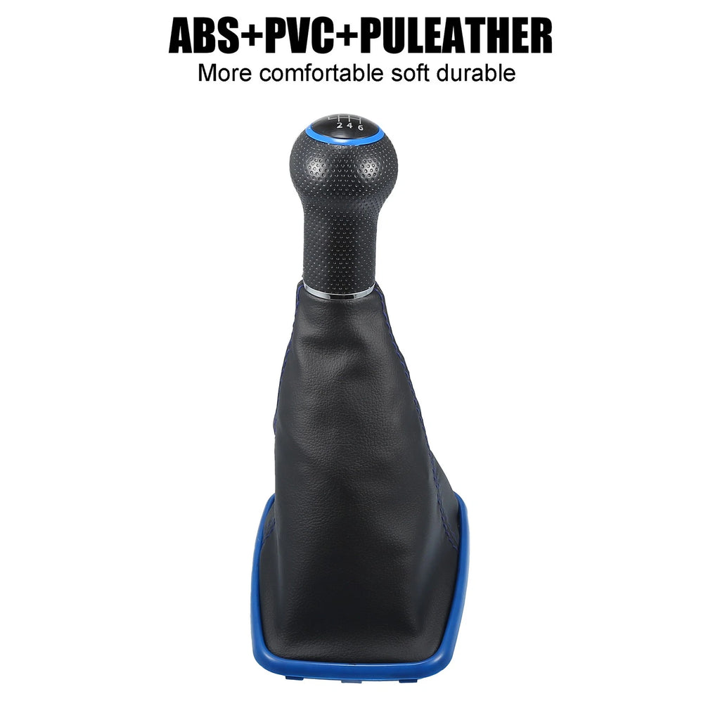 6 Speed Gear Shift Knob Boot with Blue Base for Volkswagen Golf (1997–2006)