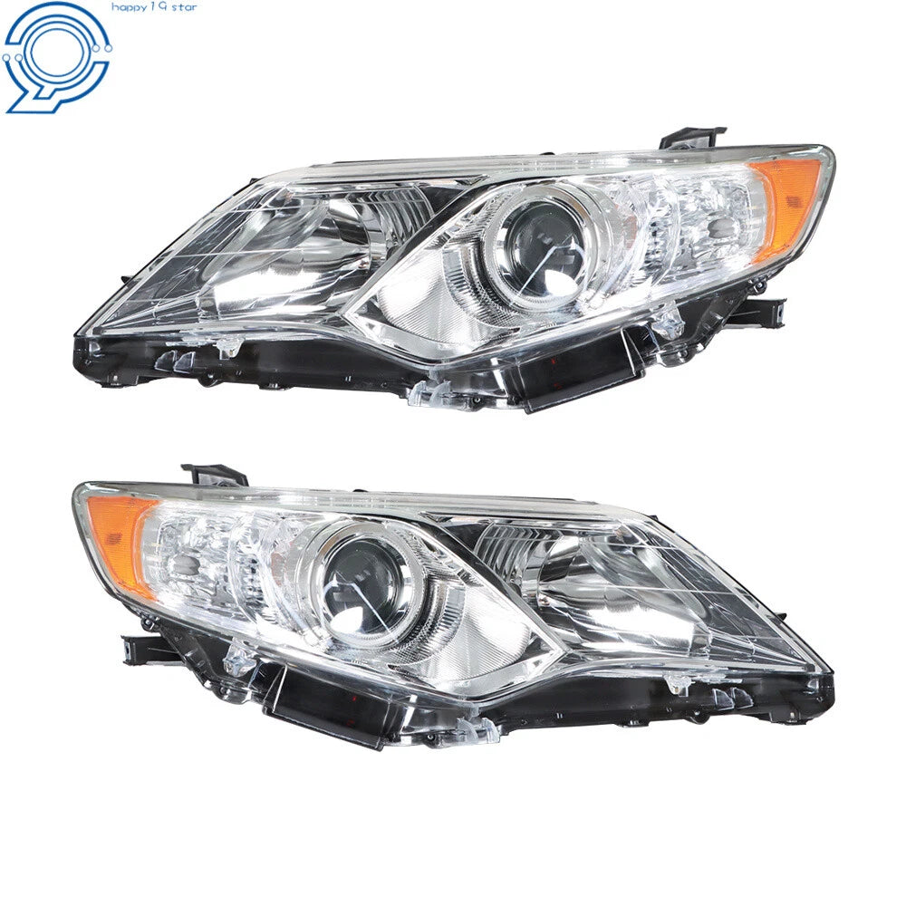 Set of 2 Projector Chrome Headlight Assemblies for Toyota Camry (2012-2014)