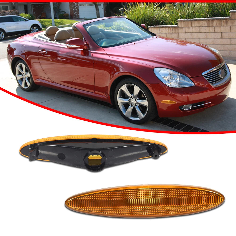 2X Amber Lens Front Side Marker Light Housing for Lexus SC430 (2002–2010)