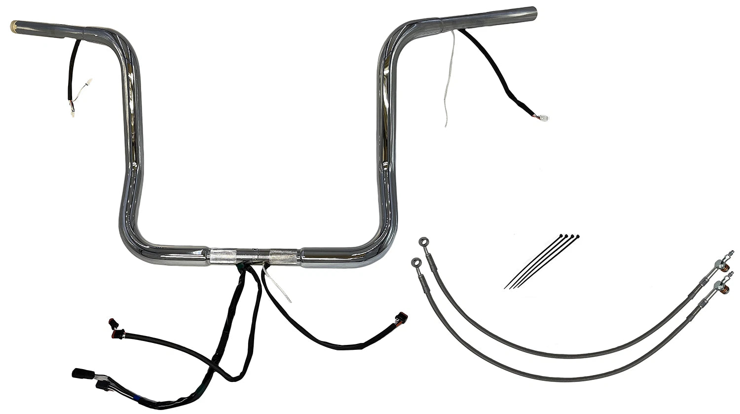 1-1/4" Round Top Handlebar Kit for Harley Davidson (EZ Install, 14", Chrome)