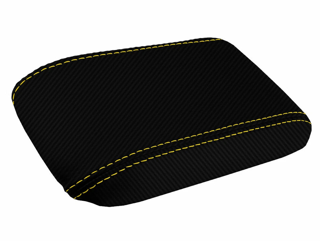 Console Lid Armrest Cover for Honda Prelude (1997–2001) Carbon Fiber Yellow Stitch