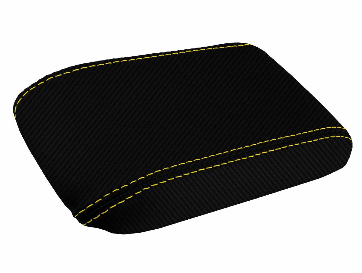 Console Lid Armrest Cover for Honda Prelude (1997–2001) Carbon Fiber Yellow Stitch