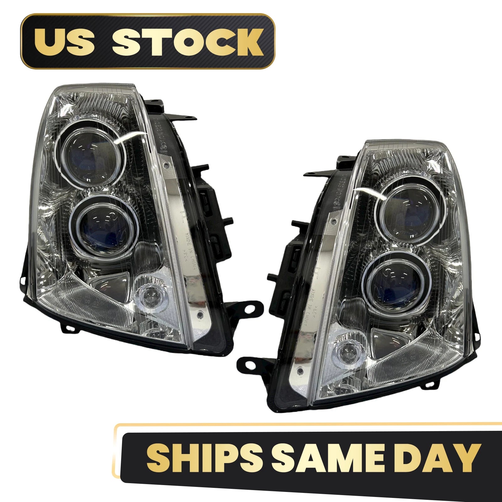 Halogen Headlight Set for Cadillac STS (2005–2011) w/ Bulbs Left+Right