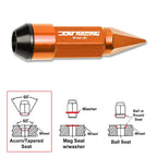 Set of 20 M12X1.5 Orange JDM Cone Spiked Cap Wheel Lug Nuts + Extension 23mm