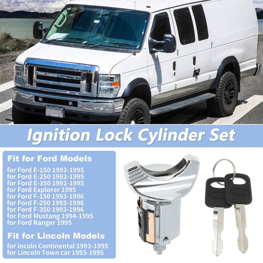 Ignition Lock Cylinder w/ 2 Key for Ford E-150 E-250 (1992–1995) No.F1AZ11582A