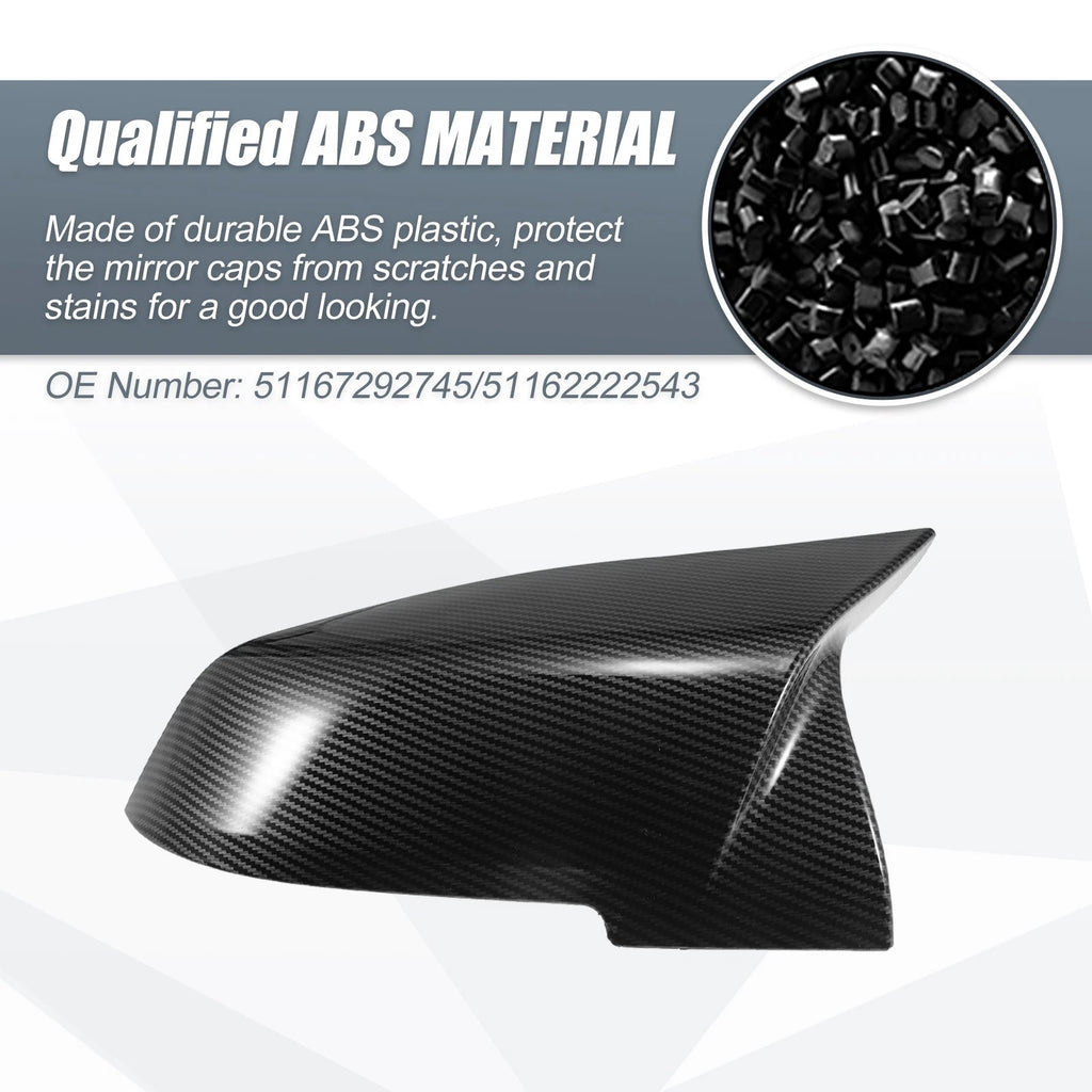 Pair Rearview Mirror Cover Cap Black Carbon Fiber for BMW F20 F22 F23 F30 F31 (2012–2019)