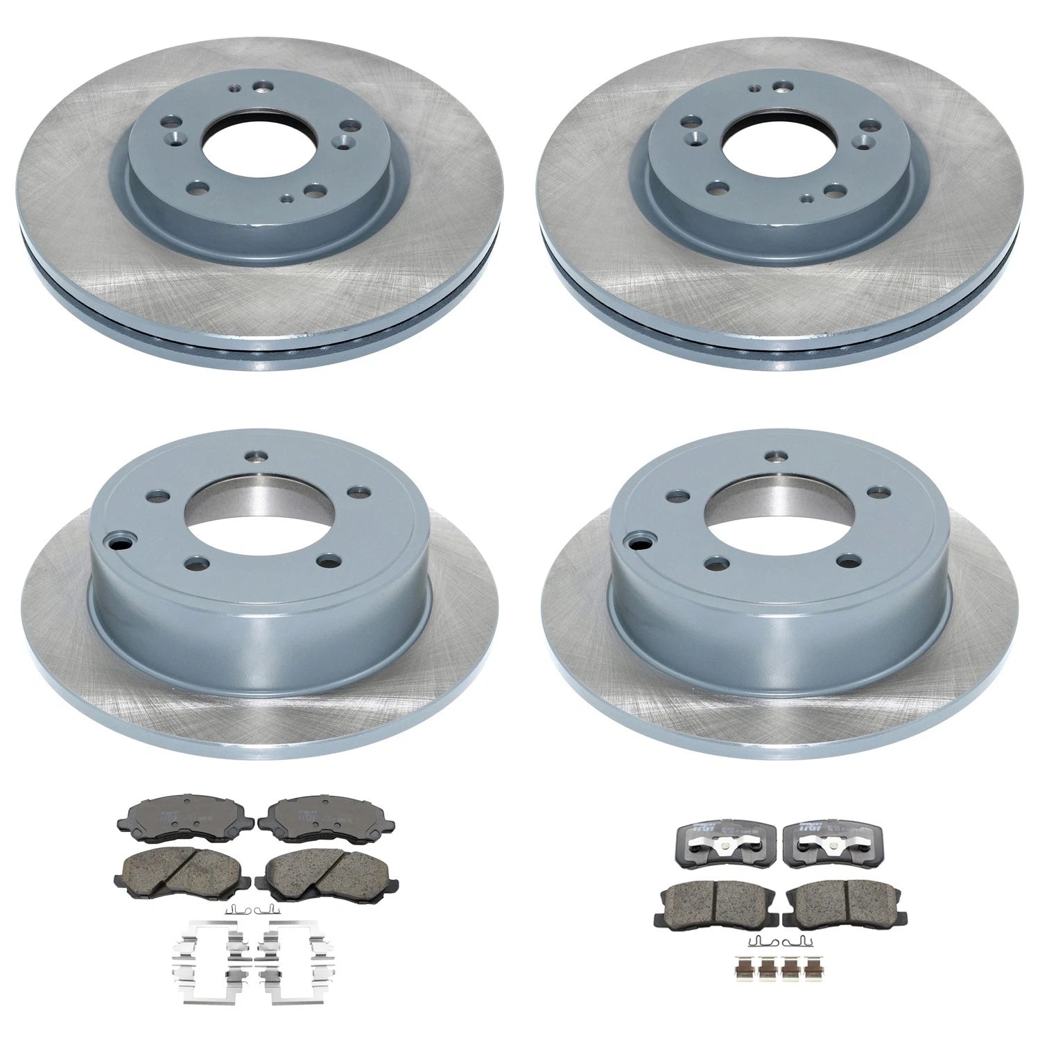 Set of 4 DuraGo Disc Brake Rotors & TRW Ceramic Pads for Compass Patriot (2007–2017)