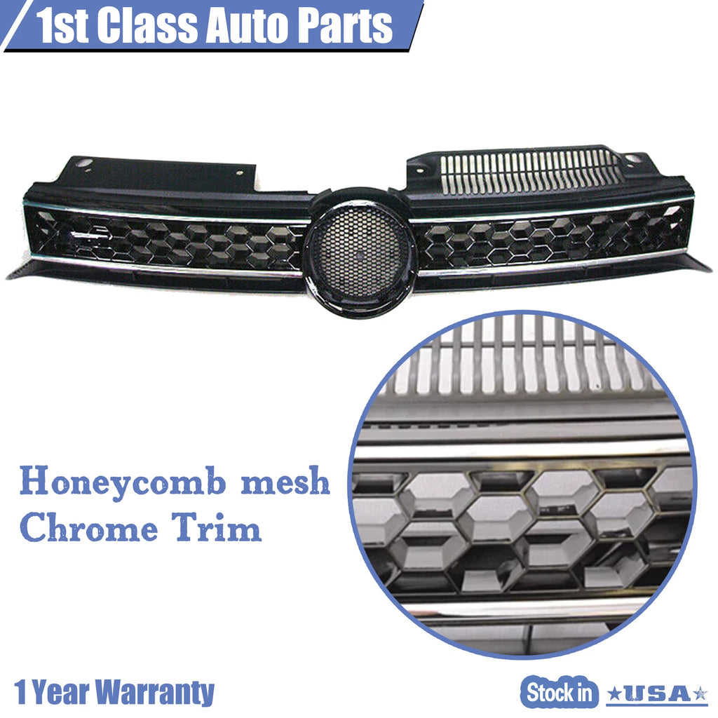 Grille with Chrome Trim for VW MK6 Golf/GTI/Jetta Sportwagen (2010–2014)