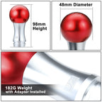 2-Piece 48mm Aluminum Red Silver Shift Knob for