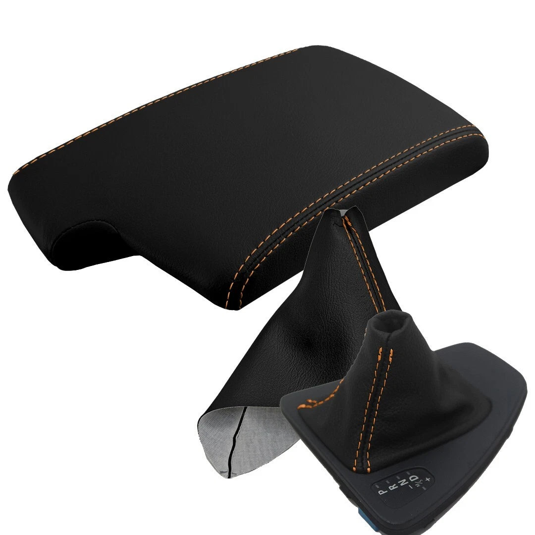Console Automatic & Brake Boot PVC Leather for BMW E90 (2005–2013) Orange Stitch