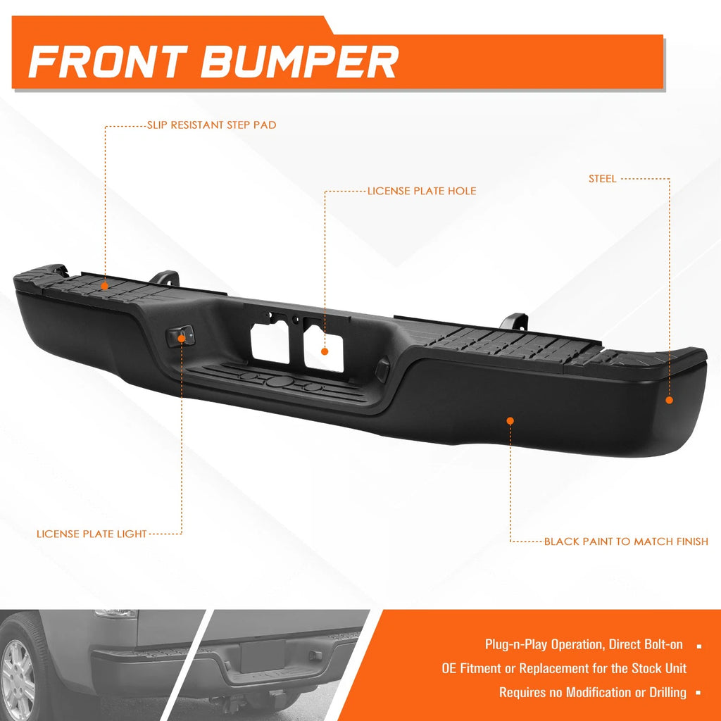 Rear Bumper for Toyota Tundra (2007–2013) w/Rock Warrior Pkg, License Lamps, Brackets