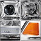 Pair of Chrome Housing Amber Corner LED Headlights for Ram 1500 2500 3500 (2013–2024)