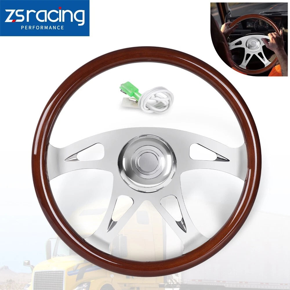 18" Chrome Wood Steering Wheel for Truck