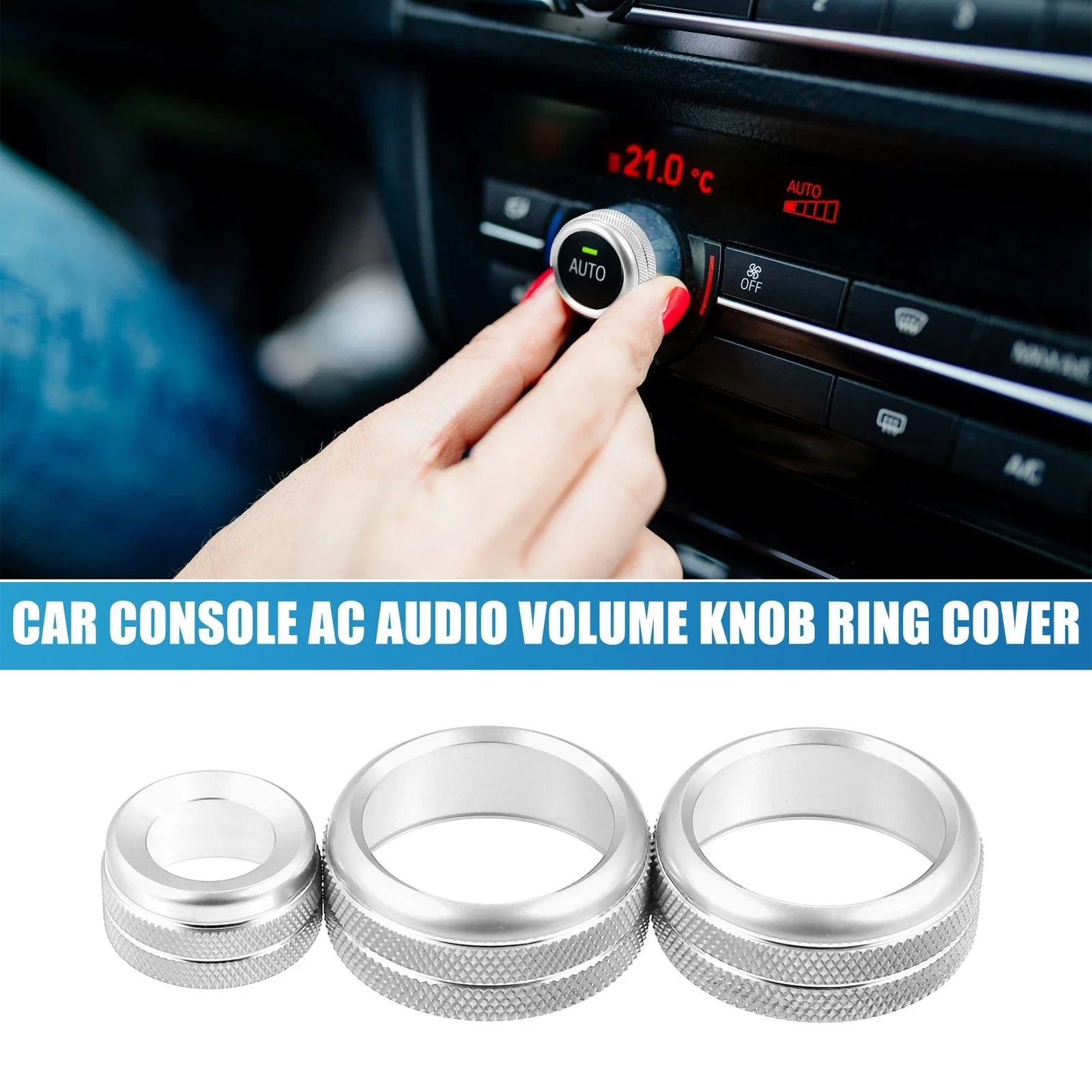3 x Knob Cover for BMW F20 F22 F30 (2011-2019) Silver Tone