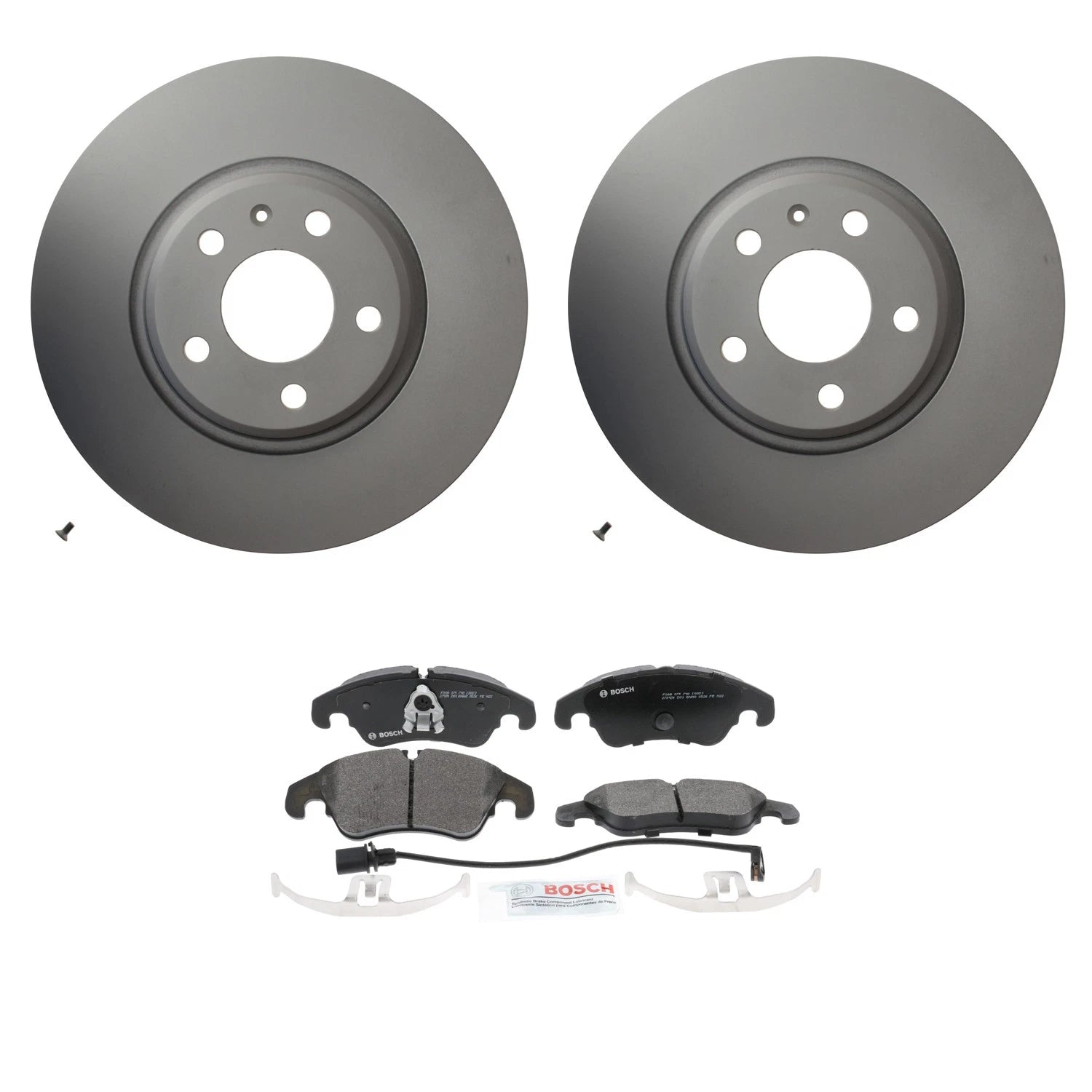 Set of 4 Hella Front Rotors & Bosch QuietCast Disc Brake Pads for Audi A4 A5 A6 Q5 (2008–2019)