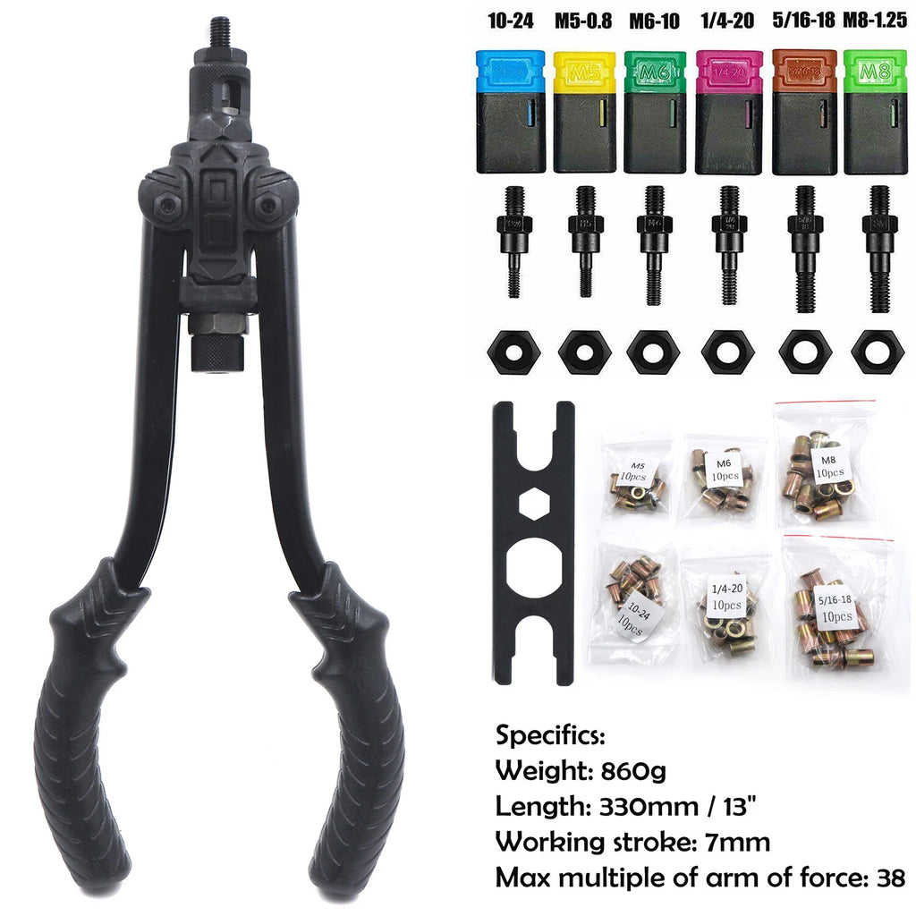 Thrust Type Hand Nut Riveter Kit for (330mm, 60pcs)