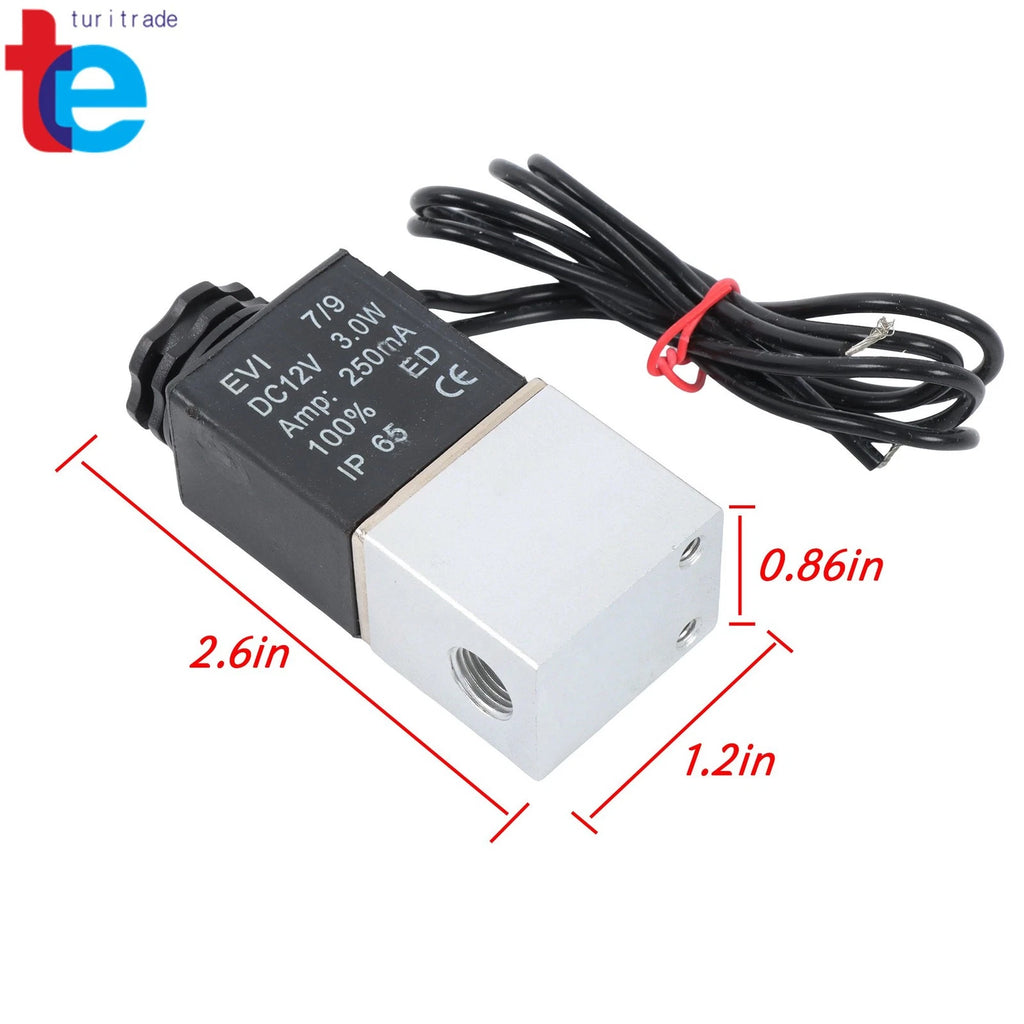 Set of 2 12V DC Solenoid Valves 1/4 Inch Normally Closed for Air Water