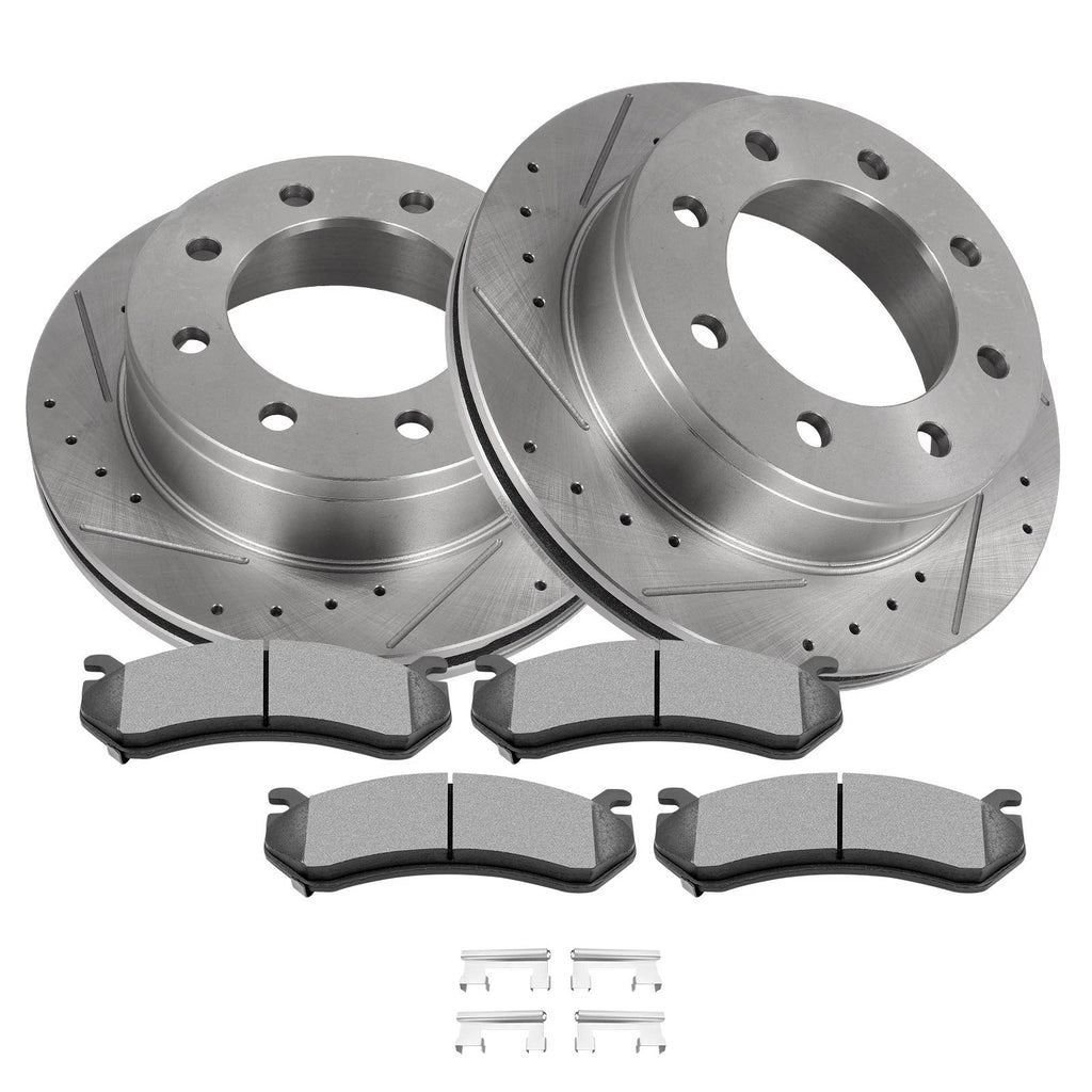 Rear Drilled Brake Rotor & Pads for Chevrolet Avalanche 2500 GMC Yukon XL (2001–2006)