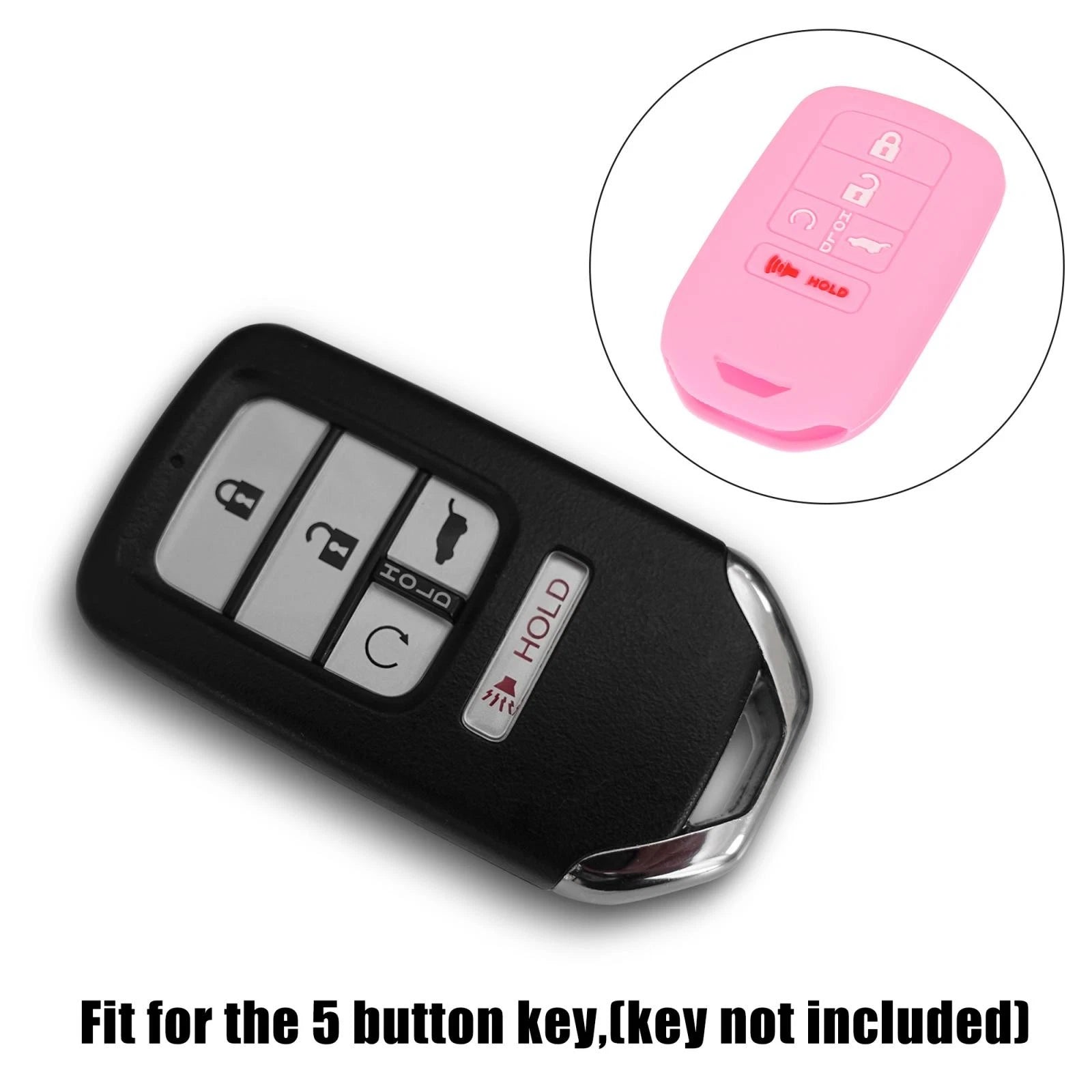 Car Key Fob Cover 5 Button for Honda Accord Civic CR-V (2010–2023) Pink