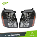 HID Headlight Black Bezel Clear Lens Set for Cadillac Escalade (2007–2014)