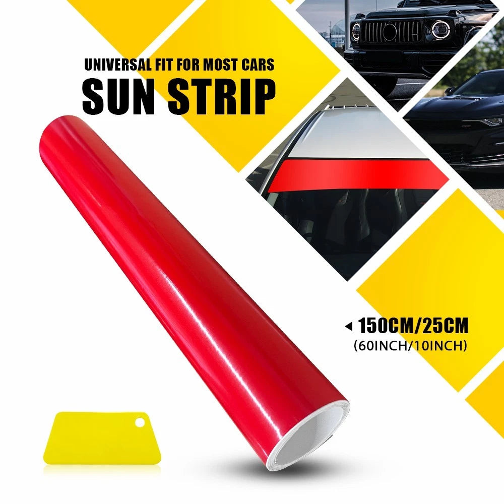 Sun Strip Visor for Windshield (60x10", Cast Red Gloss)