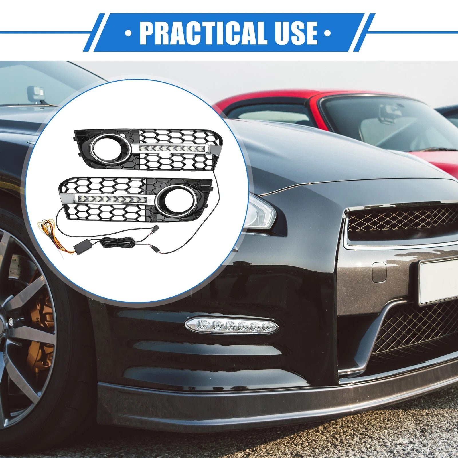 Front Bumper Fog Light Grille with LED 8KD807682 for Audi A4 B8 (2009–2011)