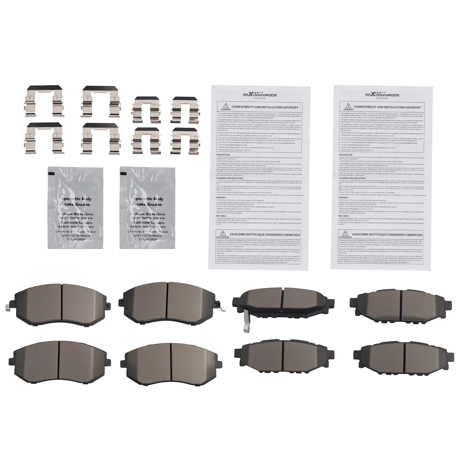 8pcs Ceramic Brake Pad Set for Subaru Forester Impreza Legacy Outback (2000–2023)