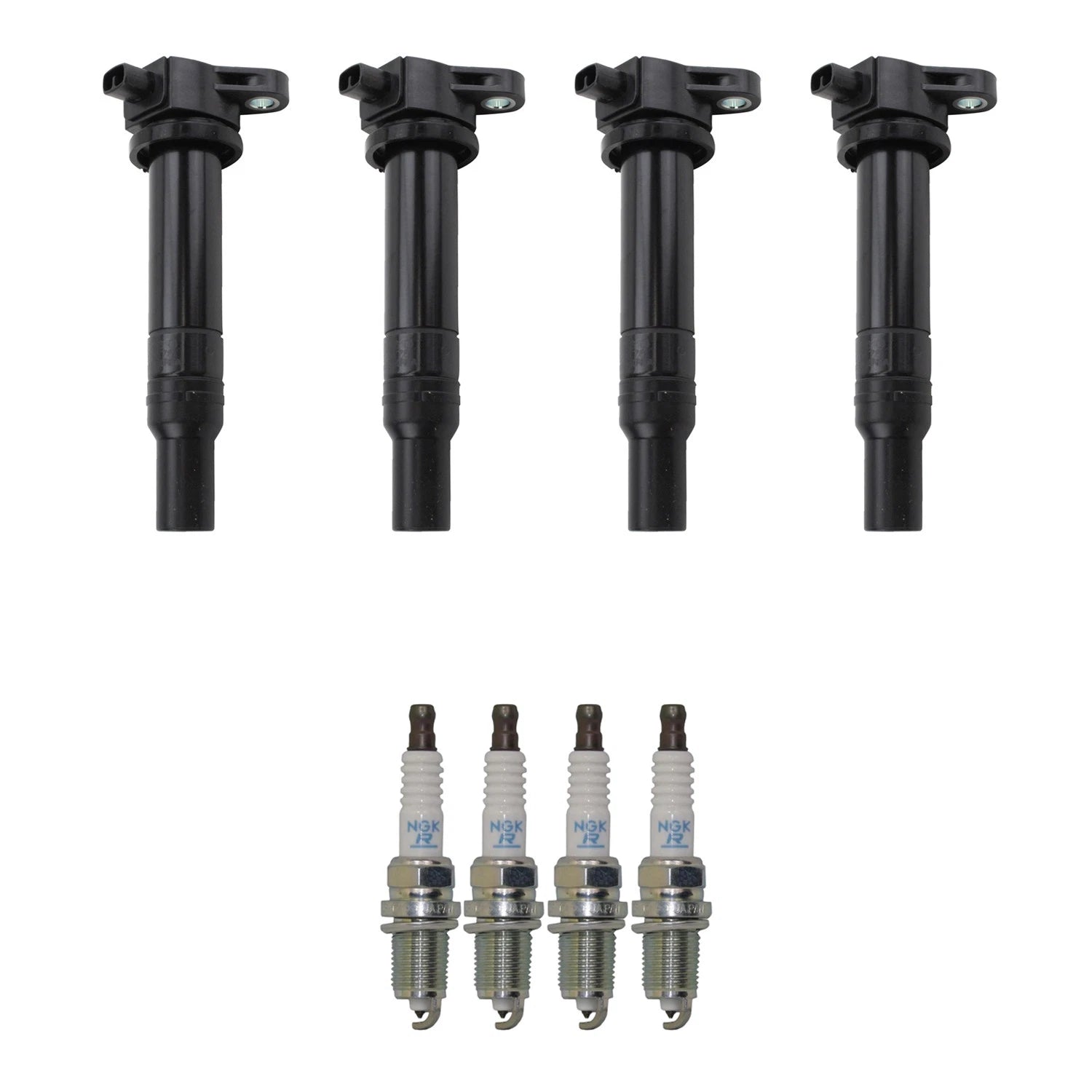 Set of 4 Ignition Coils & NGK Platinum Spark Plugs for Accent Rio (2010–2017)