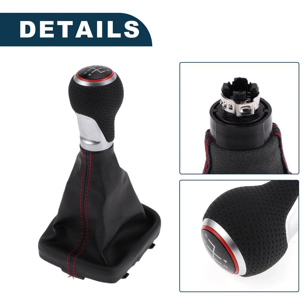 5 Speed Shift Knob with Boot Cover for Audi A3 S3 8P (2003–2013) Black Red