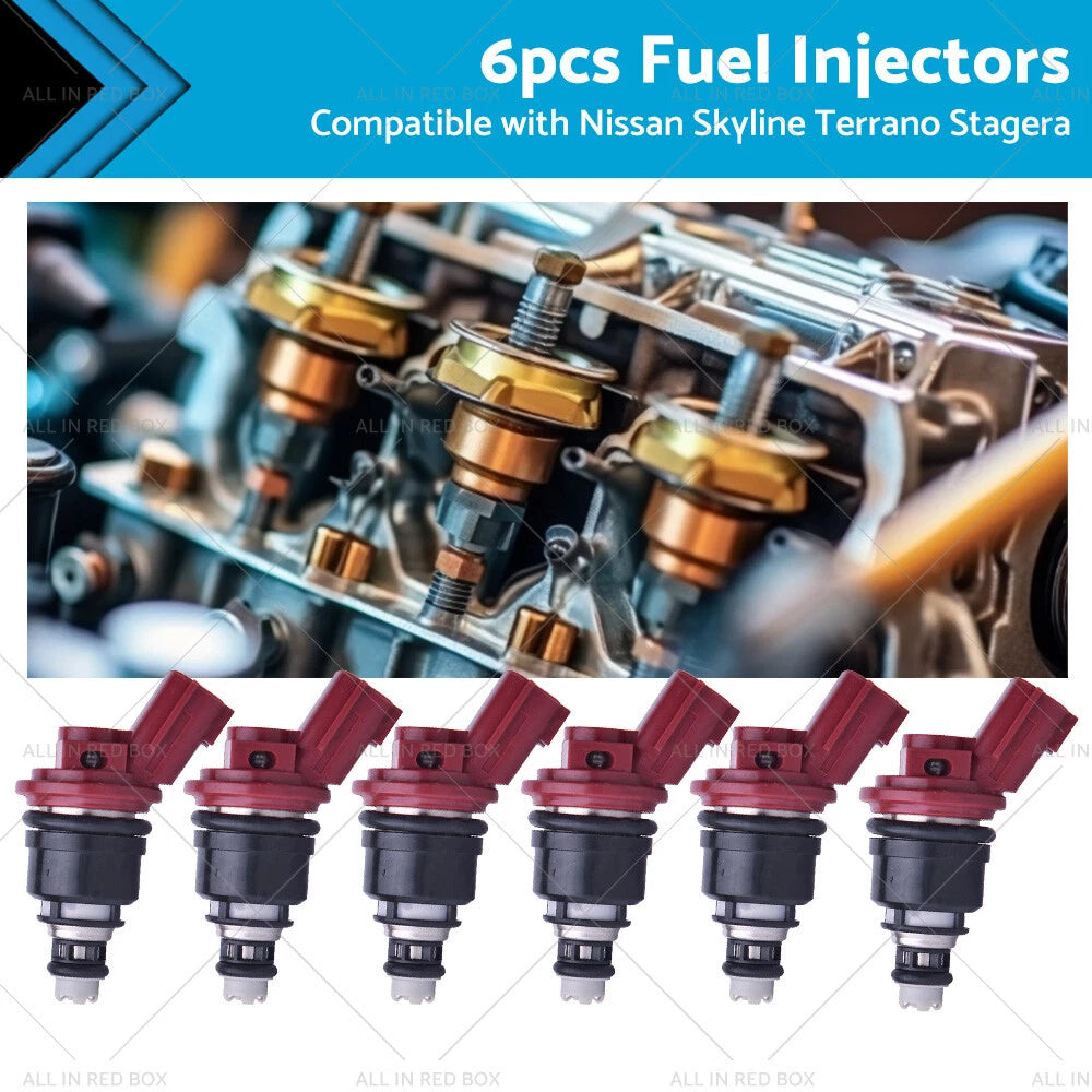 6PCS 740CC Fuel Injector 16600-RR544 for Nissan Skyline Terrano Stagera (–)