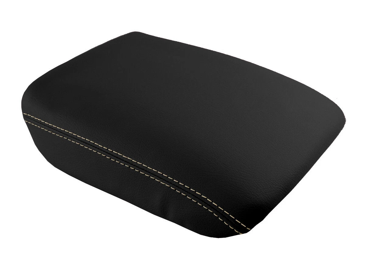 Leather Console Lid Armrest Cover for Honda Pilot (2003–2008) Beige Stitch