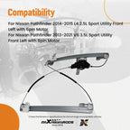 Front Left Power Window Regulator with Motor for Nissan Pathfinder (2013-2021)