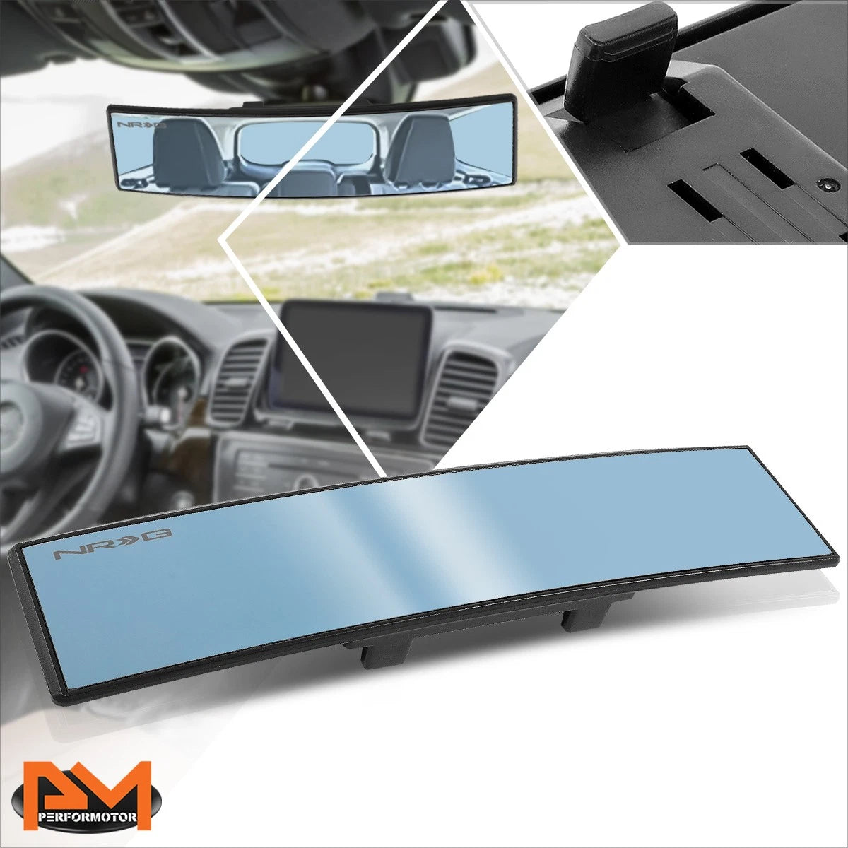 NRG IM-300CBL Rear View Mirror for Universal Vehicles (300mm, Blue Tinted)