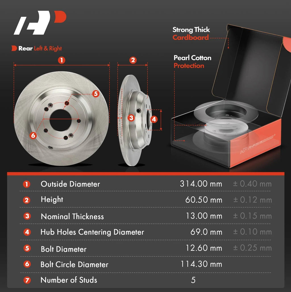 Rear Disc Brake Rotors & Ceramic Pads for Hyundai Genesis (2010–2016)