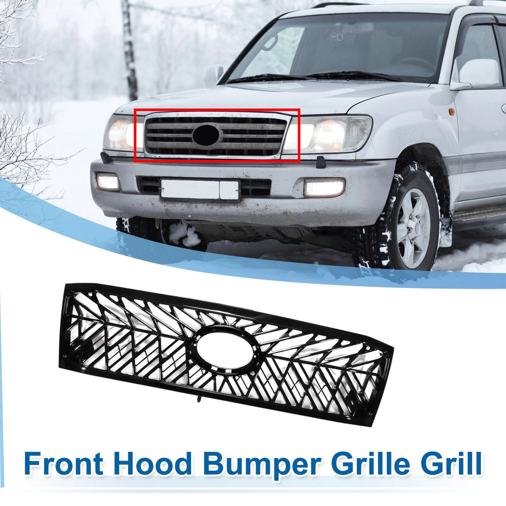 Front Upper Hood Bumper Grille for Toyota Land Cruiser 100 (2005–2007) Black