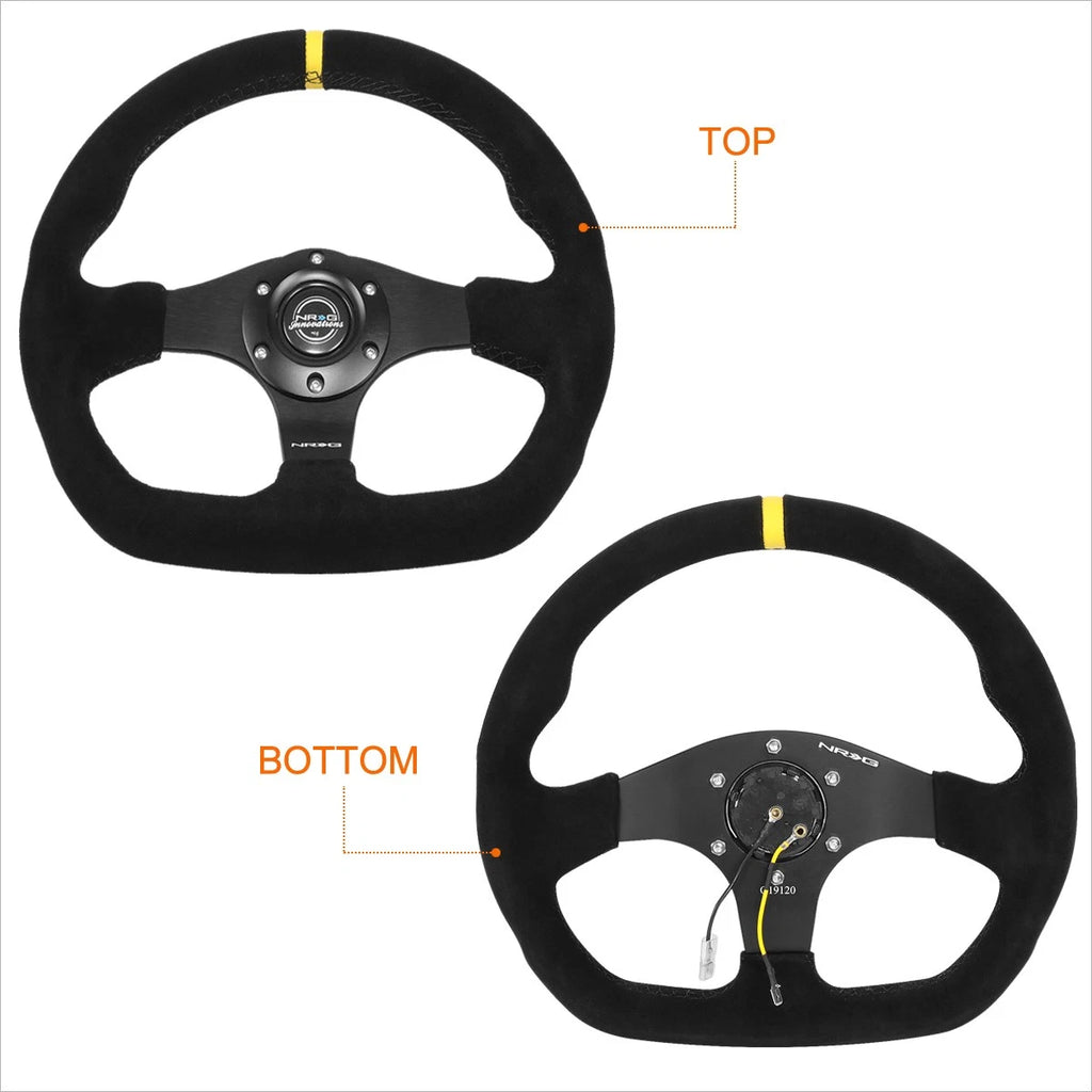 NRG Innovations RST-024MB-S-Y 320mm 3-Spoke Suede Steering Wheel for Universal