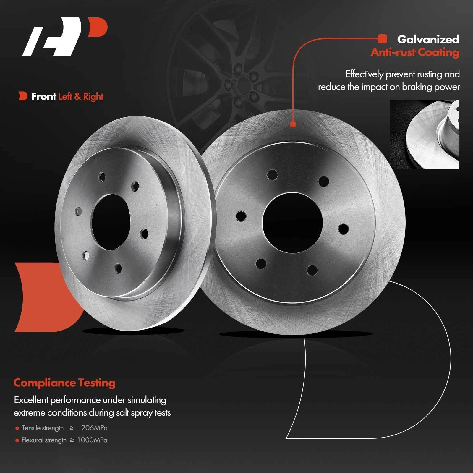 Set of 2 Rear Brake Rotors & Pads for Nissan Titan/Armada (2004–2015)