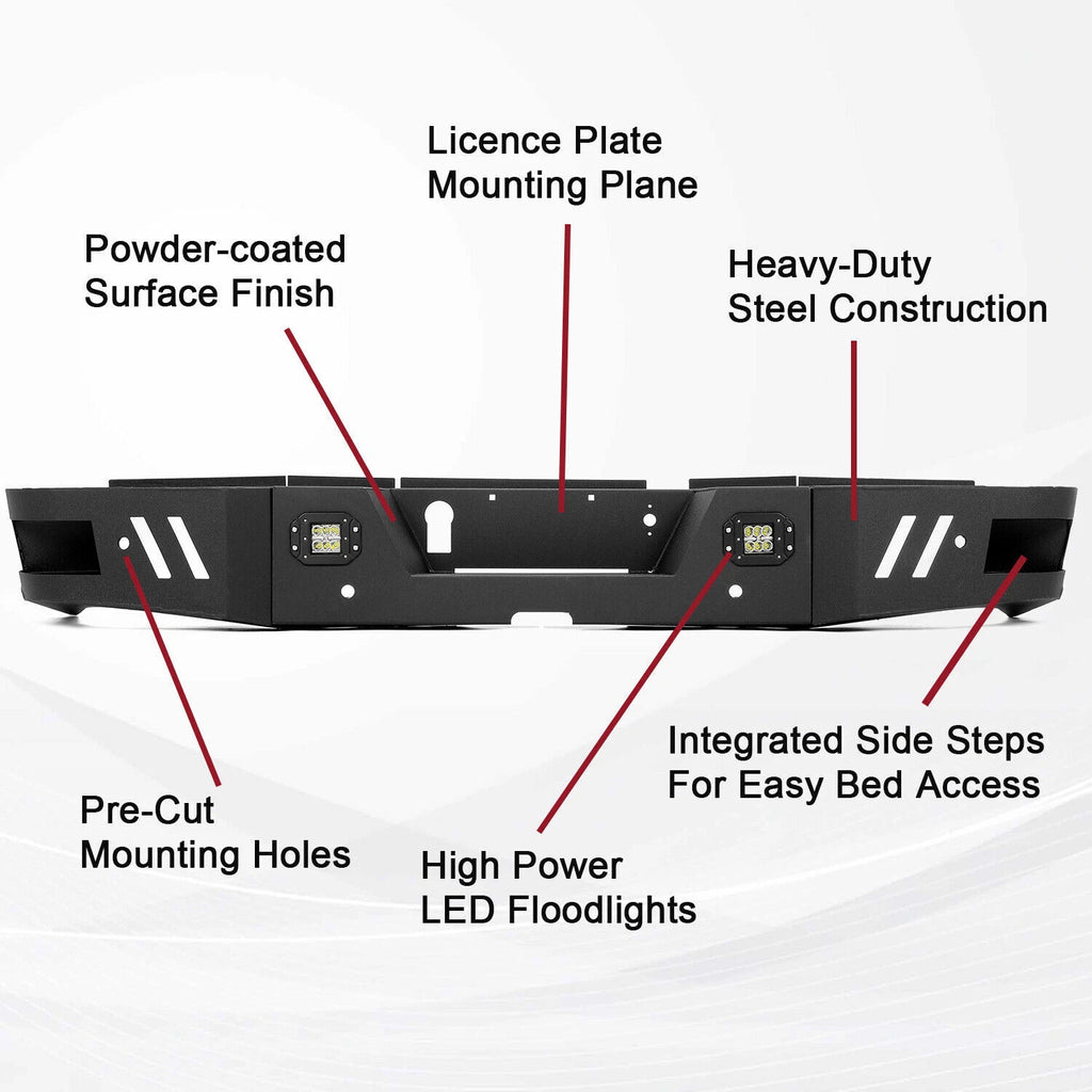 Front & Rear Bumper for Dodge Ram 2500 3500 (2010–2018) with LED Lights