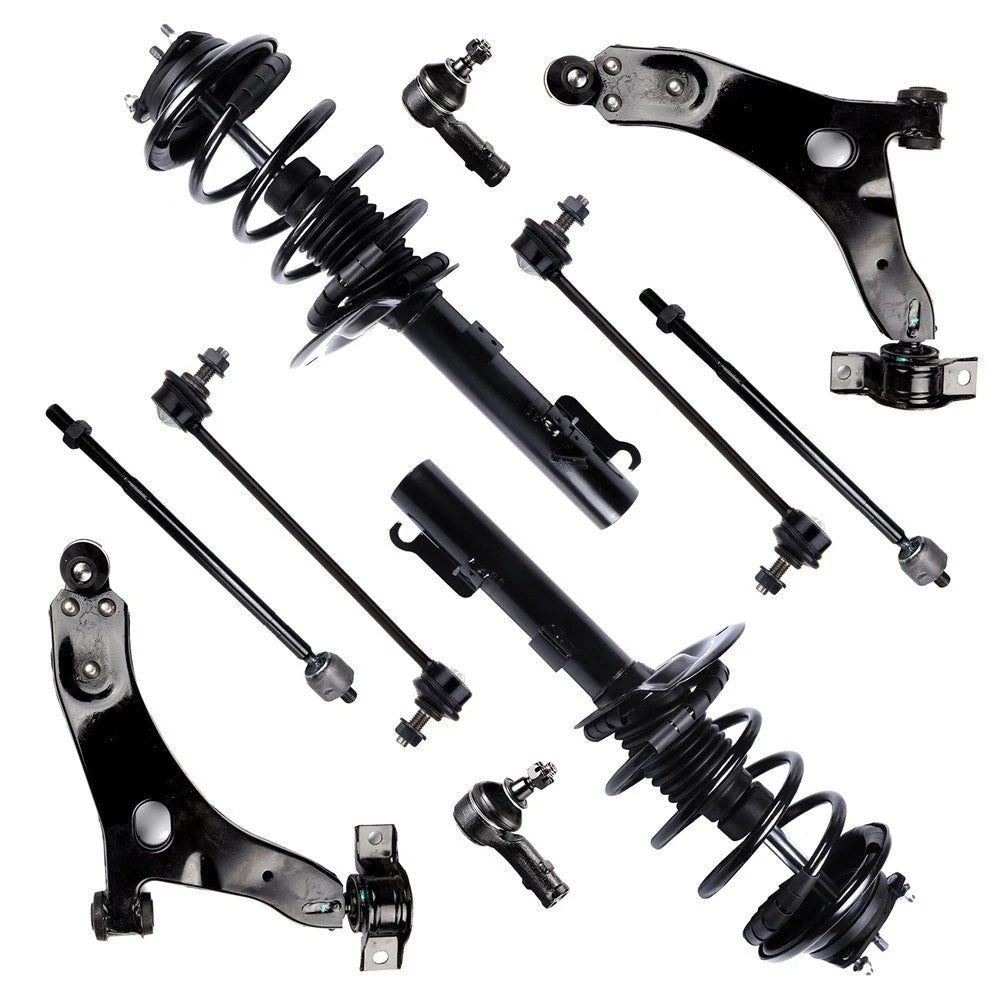 Set of 10 Front Struts Control Arms Sway Bars Tie Rods for Ford Focus (2008)