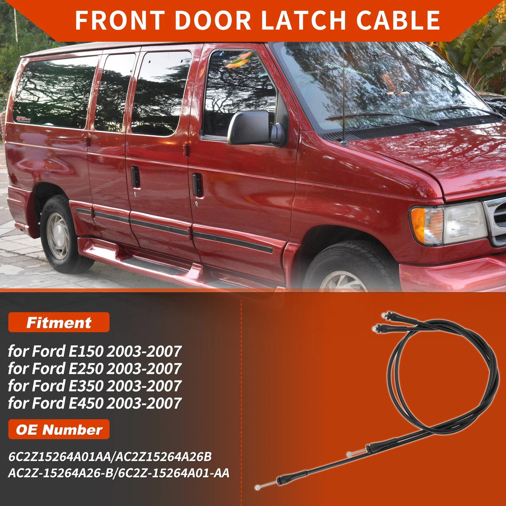 2pc Cargo Door Latch Release Cable for Ford E150 E250 E350 (2000–2014)