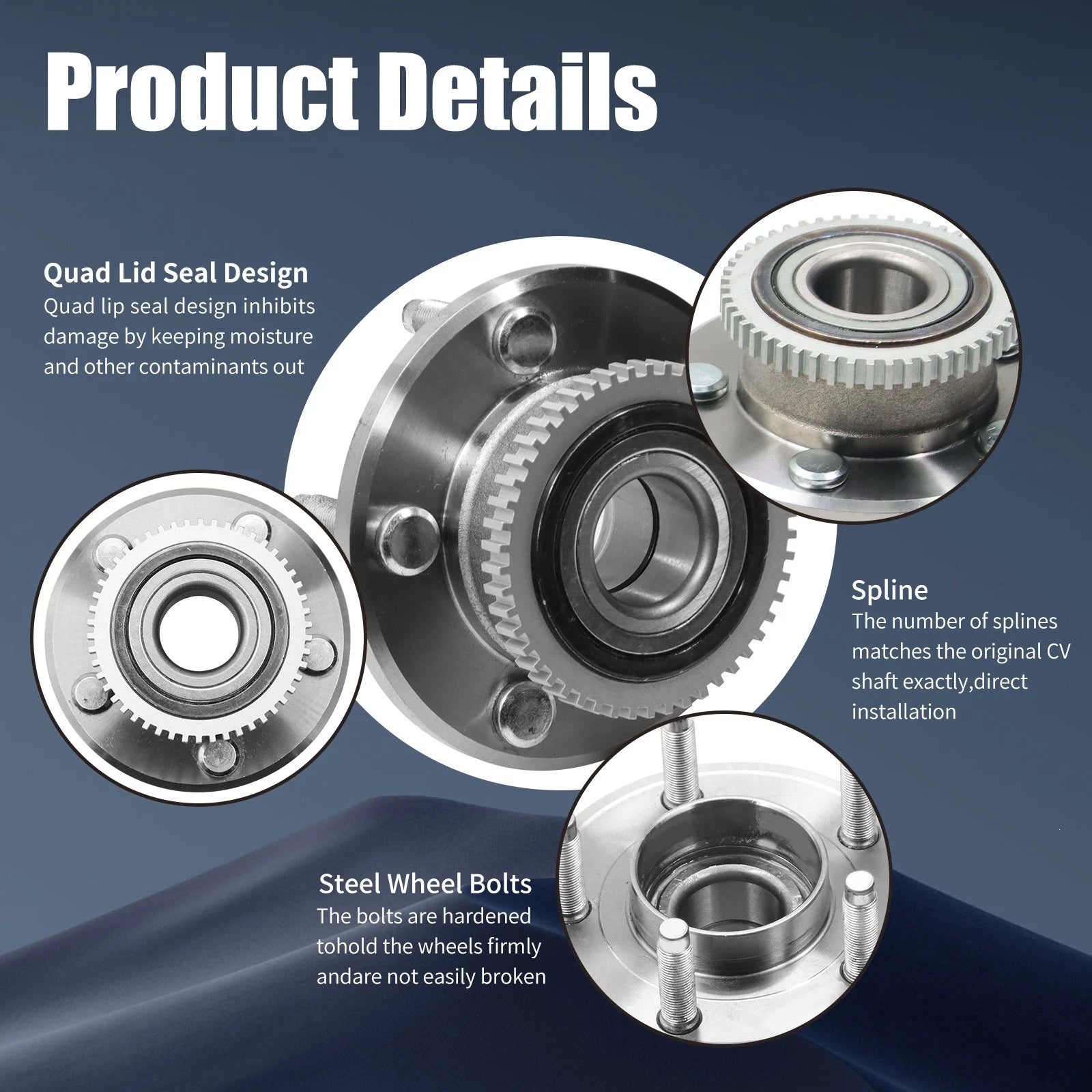 Pair Front Wheel Hub Bearings for Ford Mustang (2005–2014)