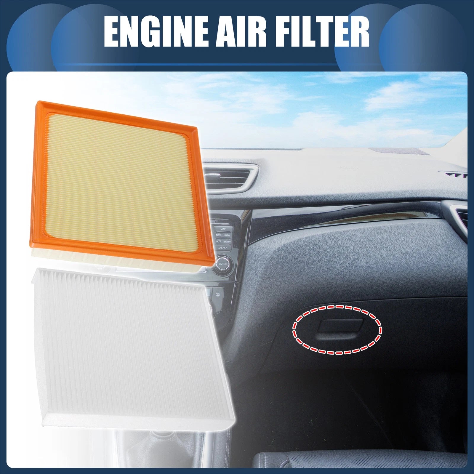 Set of 1 Engine Air Filter No. 1780125020 for Toyota Camry RAV4 (2018–2023)