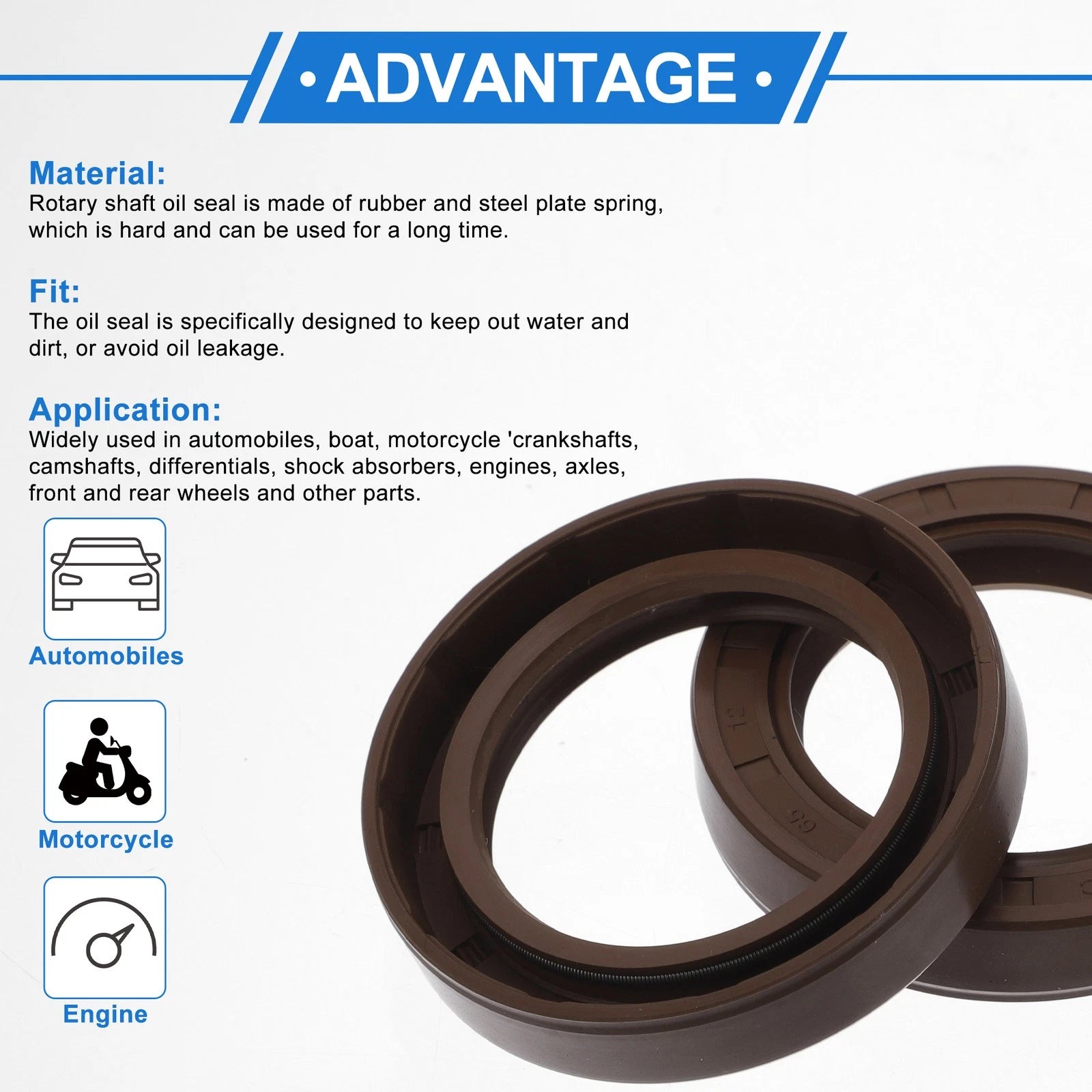 2X Oil Seal Rotary Shaft Seal FKM Rubber 45x65x12mm for Various Models 